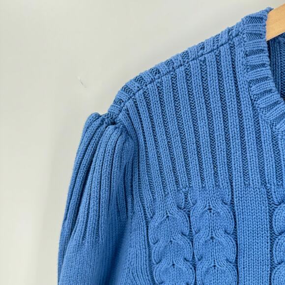 Lauren Ralph Lauren Black Label Cable Knit Puff Shoulder Sweater Blue Size 2X - Picture 4 of 7